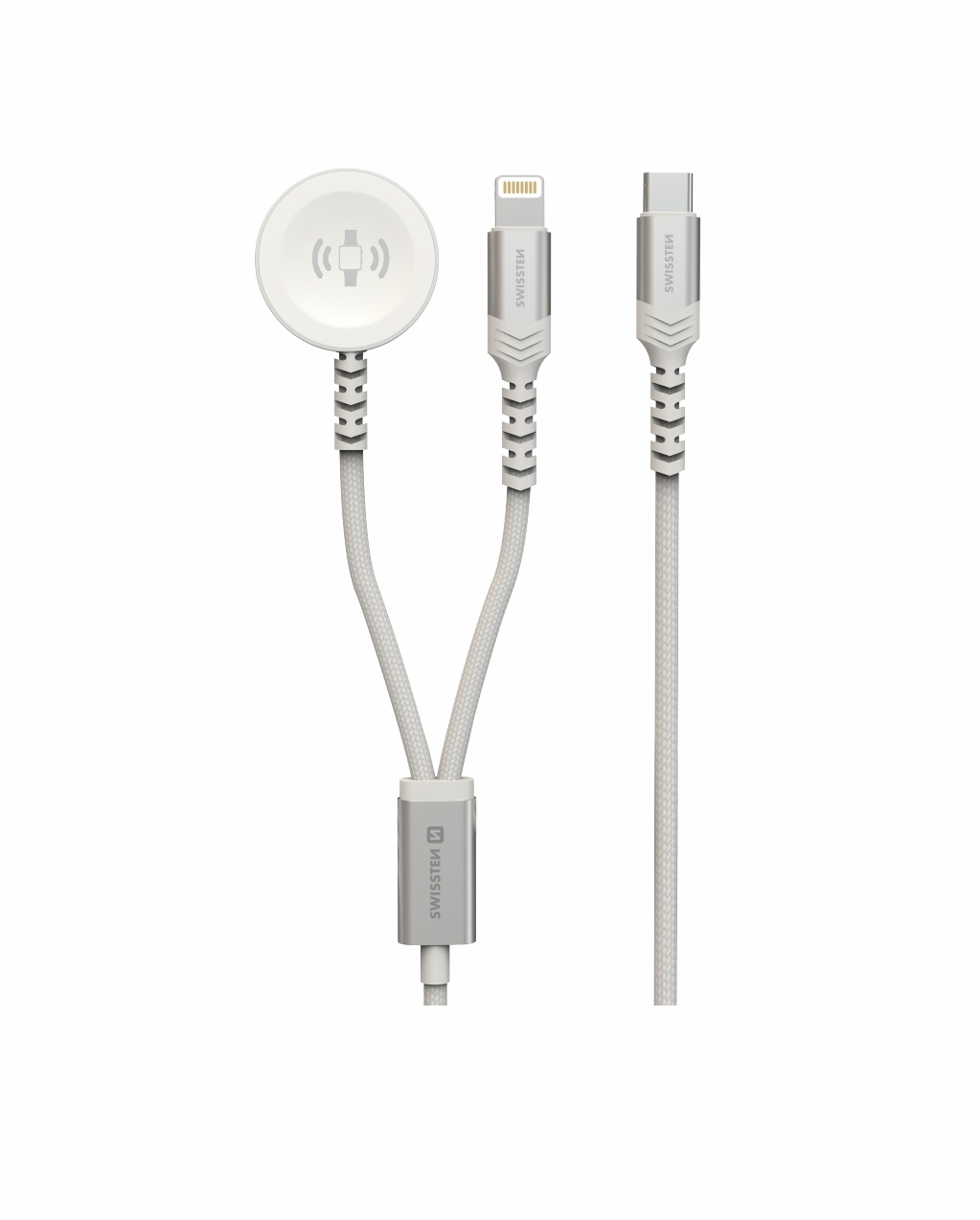 Swissten Draadloze 2 in 1 Magnetische Oplader - Geschikt voor Apple Watch - Lightning - 1.2M - Wit