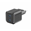 Swissten USB-C Snellader - 2 USB-C poorten - GaN technologie - 20W - Zwart
