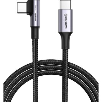 Swissten Swissten haakse USB-C naar USB-C kabel - 100W - 2M - Zwart