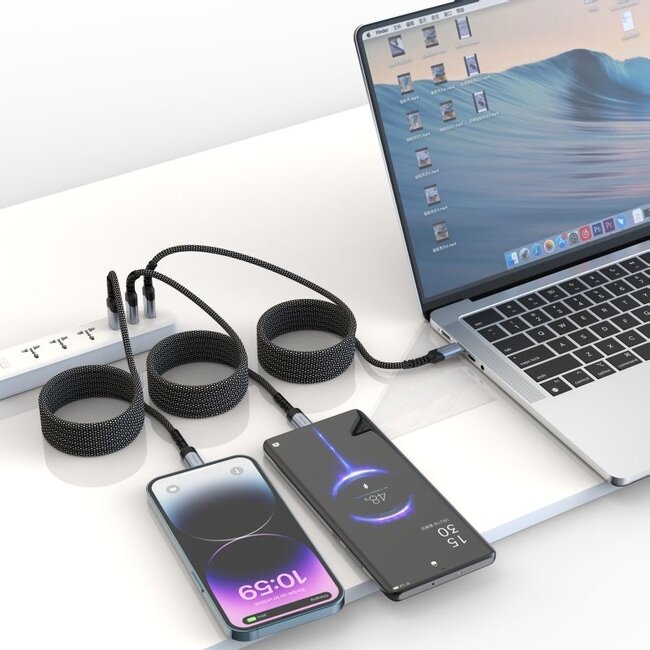 Swissten Magnetische Anti-Knoop USB-C naar Lightning Kabel - 1M - Zwart