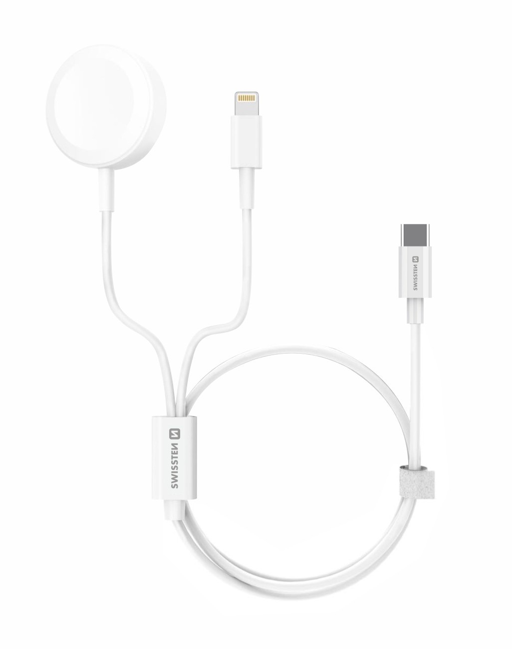 Swissten Swissten Draadloze 2 in 1 Magnetische Oplader voor Apple Watch - Lightning Kabel - USB-C - 1.2M - Wit - Retourdeal afbeelding