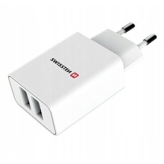 Swissten Swissten USB Oplader met 2 USB Poorten - 10W - Wit