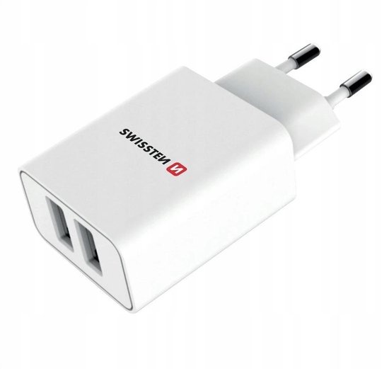 Swissten USB Oplader met 2 USB Poorten - 10W - Wit