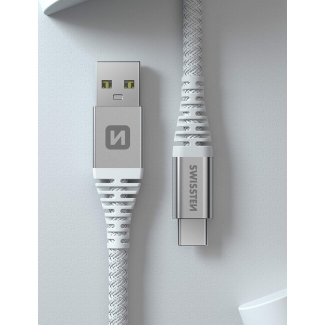 Swissten Kevlar USB-A naar USB-C kabel - 1.5M - Wit