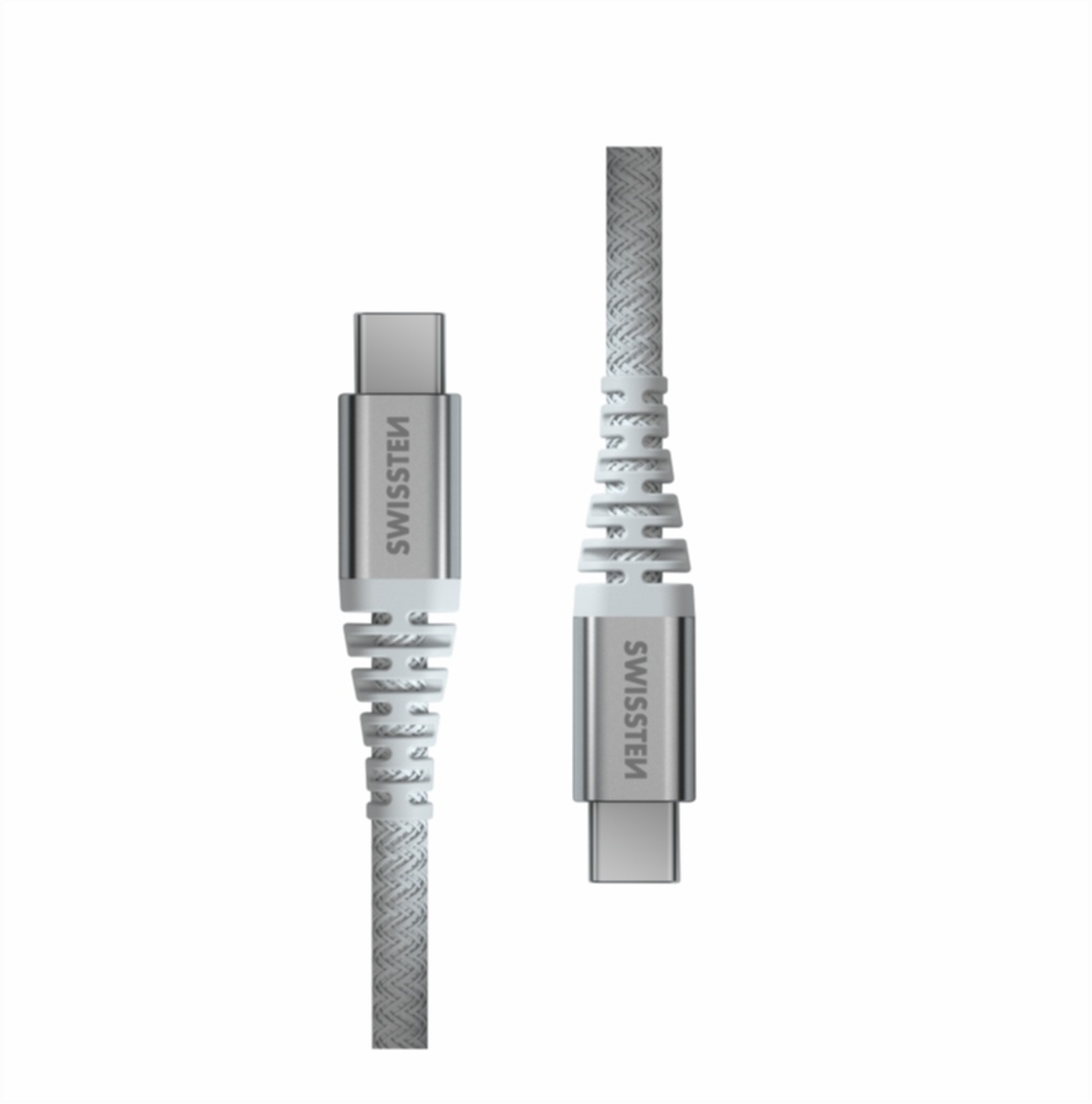 Swissten Kevlar USB-C naar USB-C kabel - 1.5M - Wit