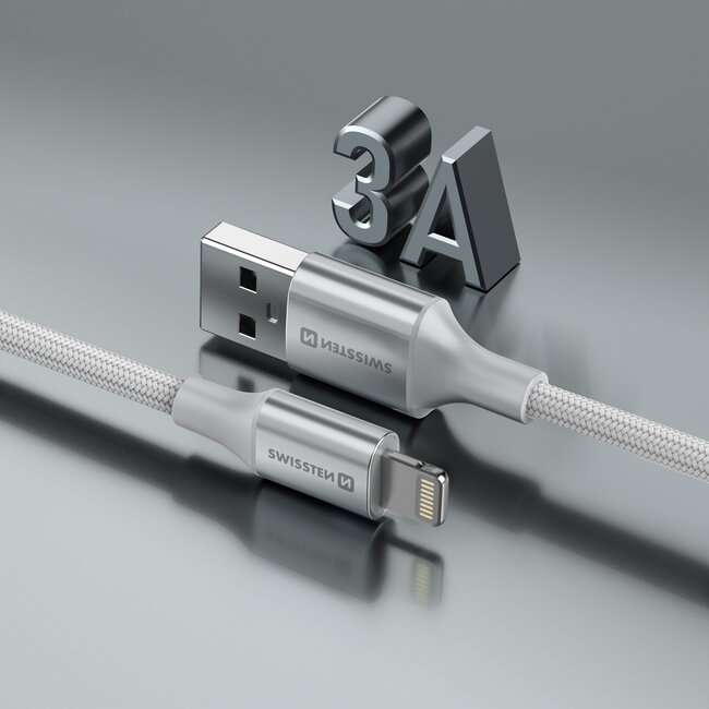 Swissten Lightning naar USB kabel - 1.5M - Versie 2.0 - Wit