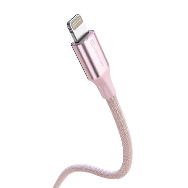 Swissten Lightning naar USB kabel - 1.5M - Versie 2.0 - Roze