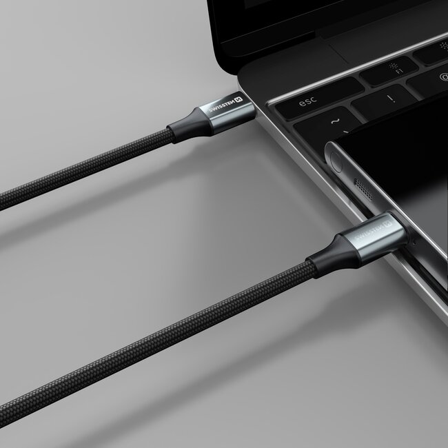 Swissten Gevlochten USB-C naar USB-C kabel - 1.5M - Versie 2.0 - 60W - Zwart