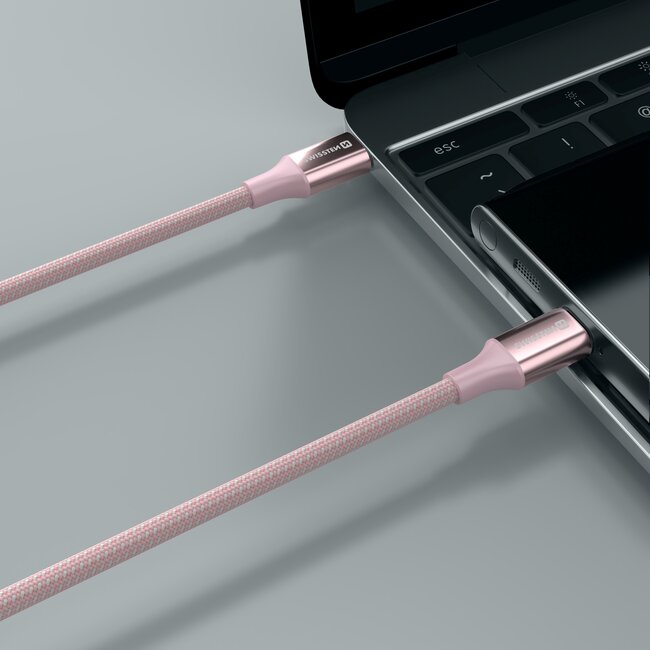 Swissten Gevlochten USB-C naar USB-C kabel - 1.5M - Versie 2.0 - 60W - Roze