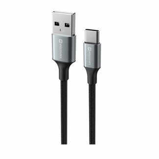 Swissten Swissten Gevlochten USB-C naar USB-A Kabel - 1.5M - Versie 2.0 - Zwart