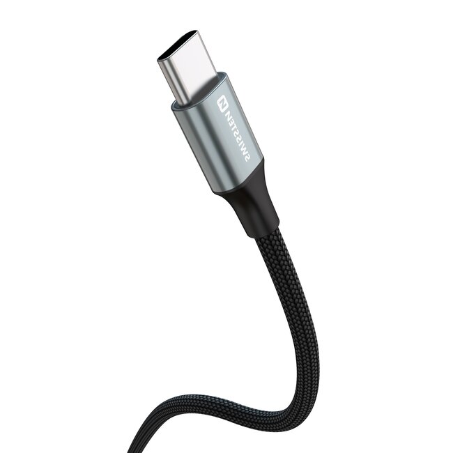 Swissten Gevlochten USB-C naar USB-A Kabel - 1.5M - Versie 2.0 - Zwart