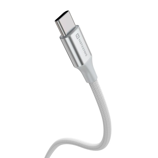 Swissten Gevlochten USB-C naar USB-A Kabel - 1.5M - Versie 2.0 - Wit