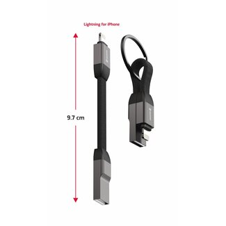 Swissten Swissten Magnetische Sleutelhanger Lightning naar USB-A Kabel - 9.7 CM - Zwart