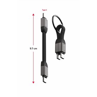 Swissten Swissten Magnetische Sleutelhanger USB-C naar USB-C Kabel - 9.7 CM - Zwart