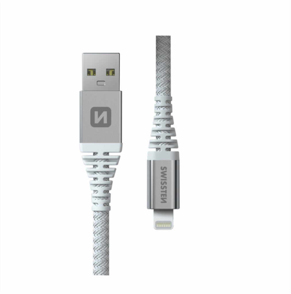 Swissten Kevlar USB-A naar Lightning kabel - 1.5M - Wit