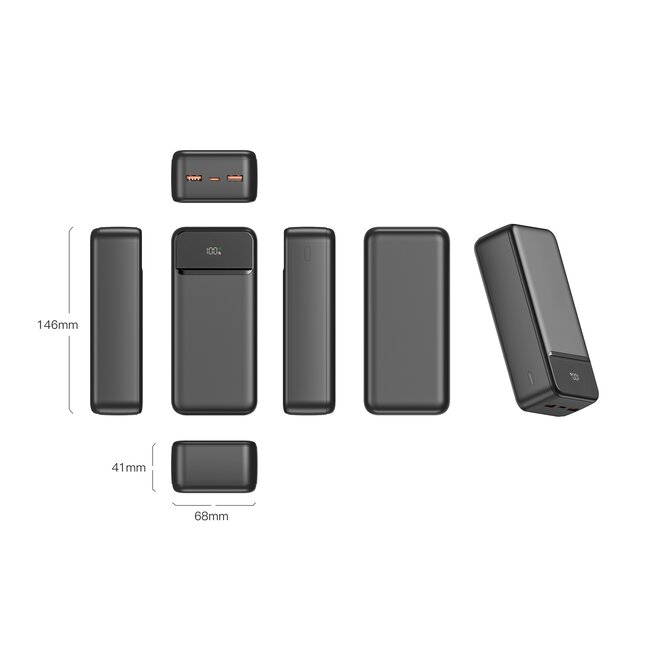 Swissten Powerbank Power Line II - 30.000 mAh - Zwart