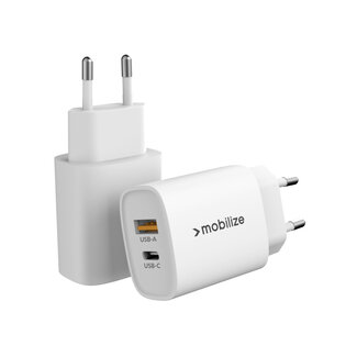 Mobilize Bulk Mobilize Wall Charger USB-C + USB 25W with PD/PPS White (BULK)