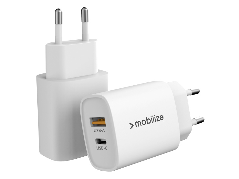 Mobilize Bulk Mobilize Wall Charger USB-C + USB 25W with PD/PPS White (BULK) afbeelding