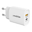 Mobilize Wall Charger USB-C + USB 25W with PD/PPS White (BULK)