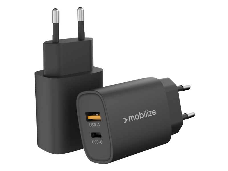 Mobilize Bulk Mobilize Wall Charger USB-C + USB 25W with PD/PPS Black (BULK) afbeelding
