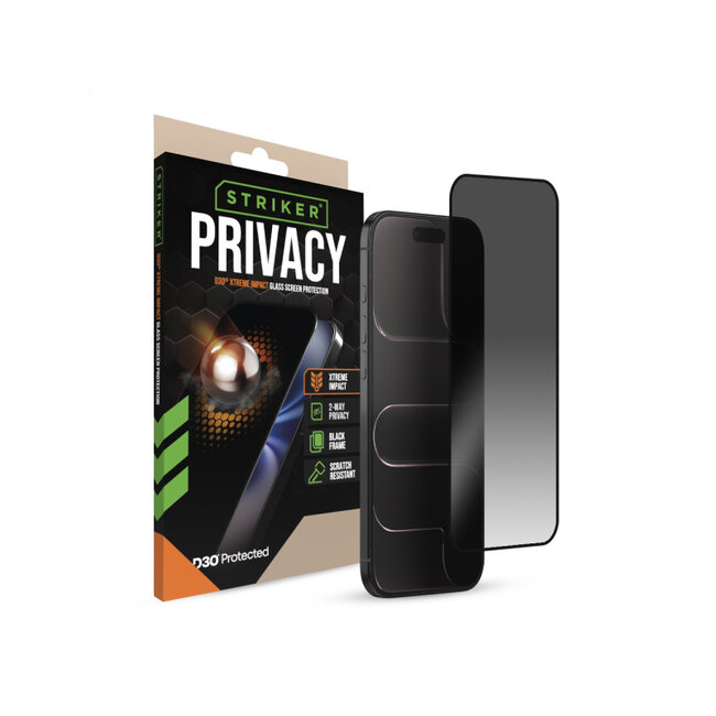Striker D3O Xtreme Impact Privacy Glass Screen Protector - Black Frame - Apple iPhone Air