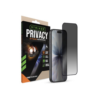 Striker Striker D3O Xtreme Impact Privacy Glass Screen Protector - Black Frame - Apple iPhone 16 Pro/17/17 Pro