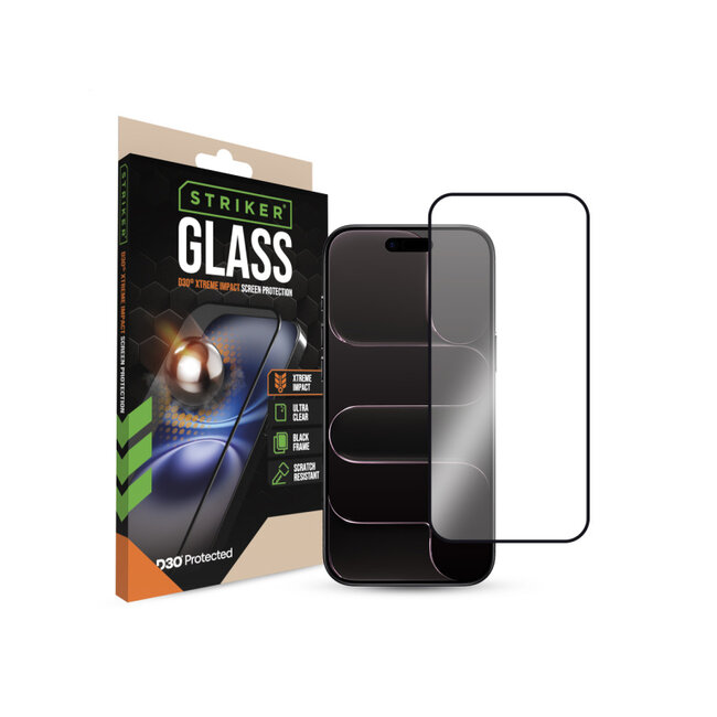 Striker D3O Xtreme Impact Glass Screen Protector - Black Frame - Apple iPhone Air