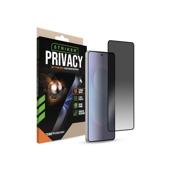 Striker D3O Xtreme Impact Privacy Glass Screen Protector - Black Frame - Samsung Galaxy S25 Edge 5G