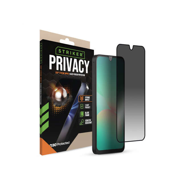 Striker D3O Xtreme Impact Privacy Glass Screen Protector - Black Frame - Samsung Galaxy A16 (4G/5G)/A17 (4G/5G)/A26 5G
