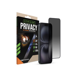 Striker Striker D3O Xtreme Impact Privacy Glass Screen Protector - Black Frame - Apple iPhone 14 Pro/15/16