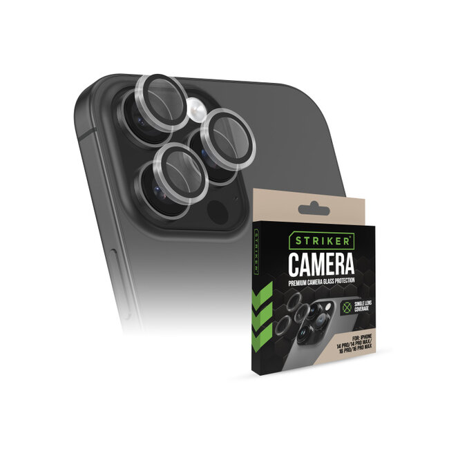 Striker Single Lens Glass Camera Protector - Transparent - Apple iPhone 14 Pro/14 Pro Max/16 Pro/16 Pro Max