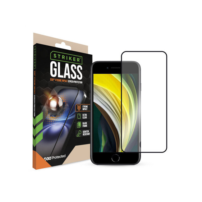 Striker D3O Xtreme Impact Glass Screen Protector - Black Frame - Apple iPhone 7/8/SE (2020/2022)