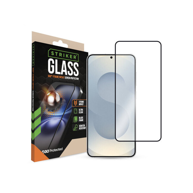 Striker D3O Xtreme Impact Glass Screen Protector - Black Frame - Samsung Galaxy S24+ 5G/S25+ 5G