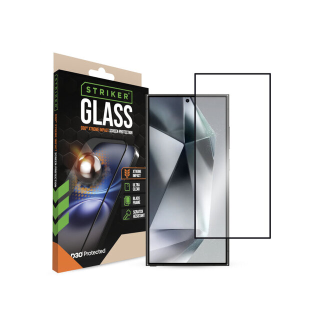 Striker D3O Xtreme Impact Glass Screen Protector - Black Frame - Samsung Galaxy S24 Ultra 5G