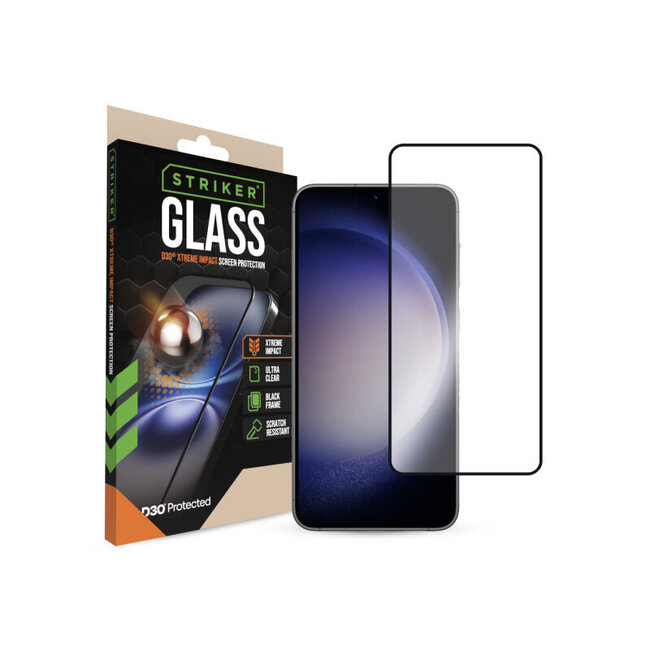 Striker D3O Xtreme Impact Glass Screen Protector - Black Frame - Samsung Galaxy S22 5G/S23 5G