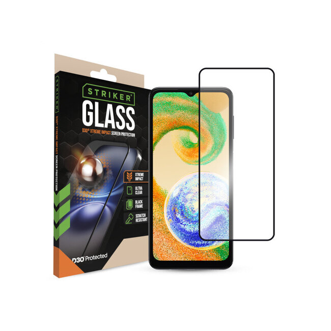 Striker D3O Xtreme Impact Glass Screen Protector - Black Frame - Samsung Galaxy A02s/A03(s)A04(s)/A12/M12/A13(4G/5G)/A23(4G/5G)A32 5G