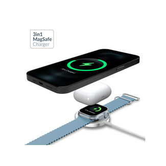 Mobilize Mobilize 3in1 Magnetic Wireless Charger MagSafe Compatible 15W White