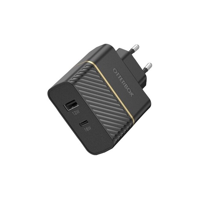 OtterBox Fast Charge Dual Port Premium Wall Charger 30W Black Shimmer