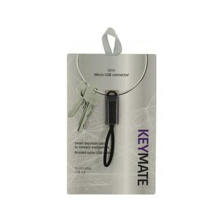 KeyMate KeyMate Charge/Sync Keychain Cable Nylon Braided Micro USB Black