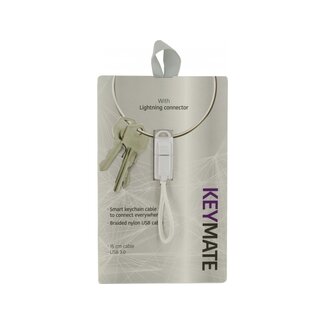 KeyMate KeyMate Charge/Sync Keychain Cable Nylon Braided Lightning White