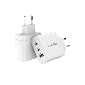 Mobilize Mobilize Wall Charger 2x USB-C + 1x USB GaN 65W with PD/PPS White