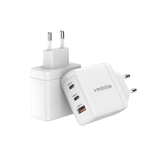 Mobilize Wall Charger 2x USB-C + 1x USB GaN 65W with PD/PPS White