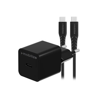 Mobilize Mobilize Wall Charger USB-C GaN 30W with PD/PPS + USB-C Nylon Cable 1.2m Black