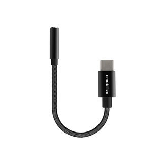 Mobilize Mobilize Strong Nylon Audio Adapter USB-C to 3.5mm 15cm Black