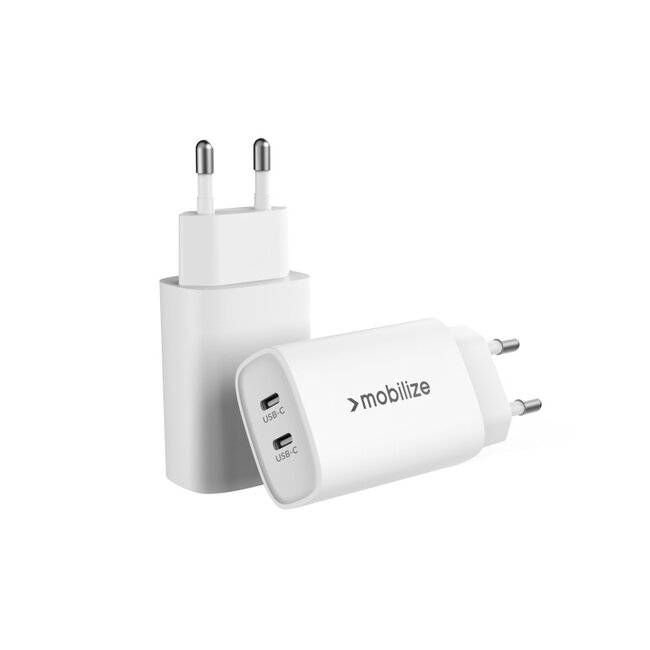 Mobilize Wall Charger 2x USB-C GaN 45W with PD/PPS White