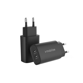 Mobilize Mobilize Wall Charger 2x USB-C GaN 45W with PD/PPS Black