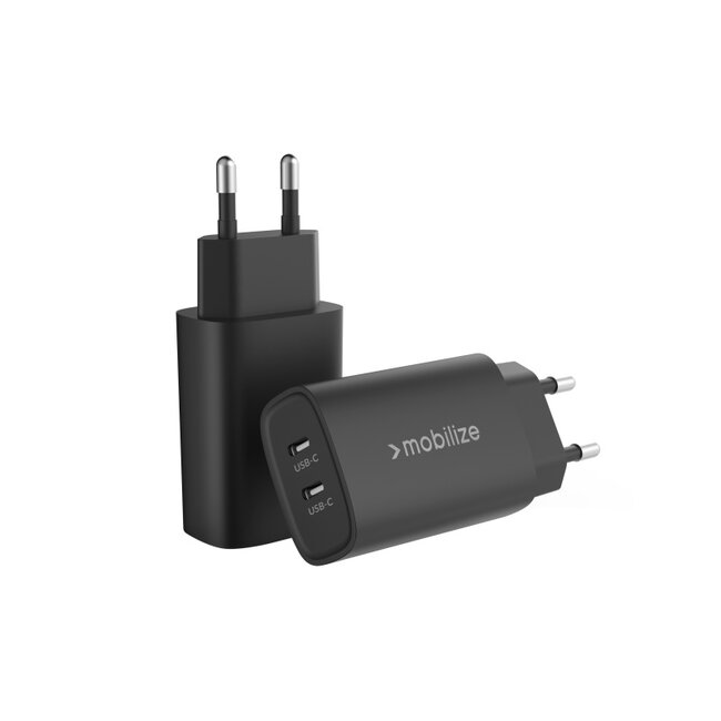 Mobilize Wall Charger 2x USB-C GaN 45W with PD/PPS Black