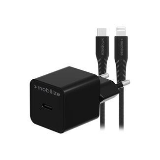 Mobilize Mobilize Wall Charger USB-C 20W with PD + MFi Lightning Nylon Cable 1.2m Black