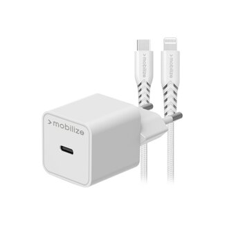 Mobilize Mobilize Wall Charger USB-C 20W with PD + MFi Lightning Nylon Cable 1.2m White