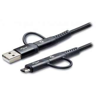 Mobilize Mobilize Strong Nylon Cable 4in1 USB, USB-C to Micro USB, USB-C 1.5m Black